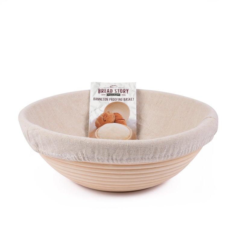 Bread Story Round Banneton Bread Proofing Basket Set â€“ Handmade Rattan Brotform Dough Bowl with Cloth Liner, Sourdough Tools & Baking Supplies for Home Bakers â€“ Baking Kit, 10 Inch - Image 1